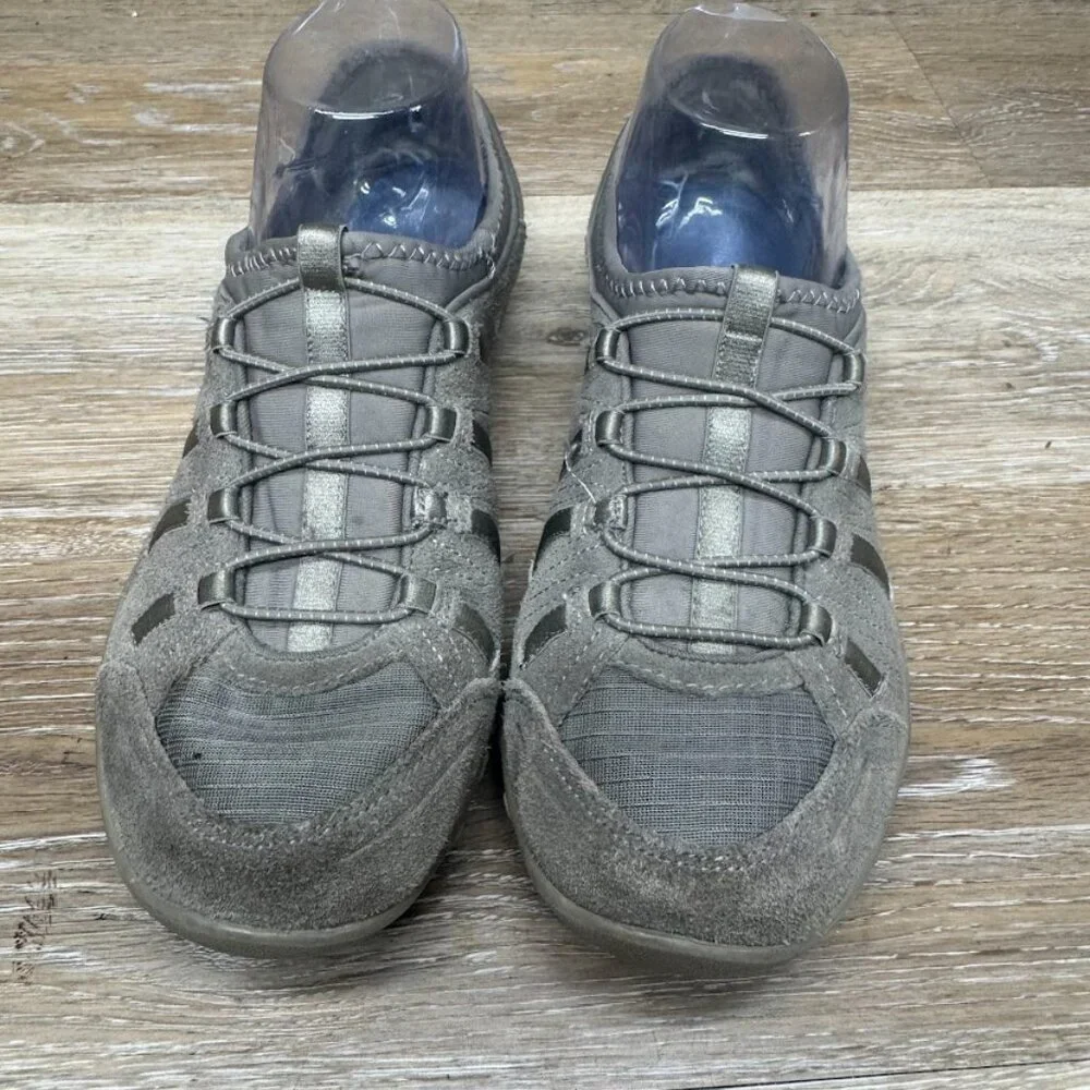 Skechers Breathe Easy Taupe Leather/Textile Sneakers Women's Size 7.5